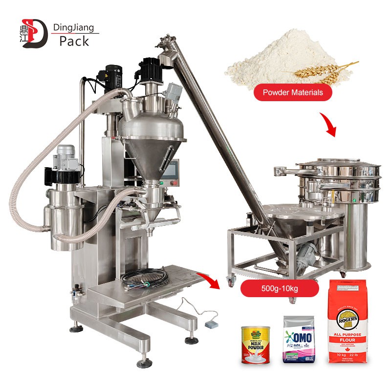 Llinell Pecynnu Powdwr Premix Semi-Awtomatig Gyda Hidlo Mewn-llinellau